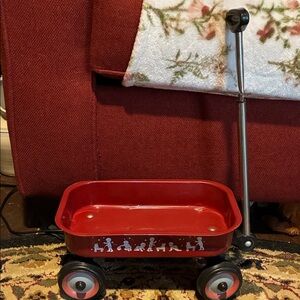 Red Small Kids Wagon Toy- the Handle & Wagon Both Have Dents.